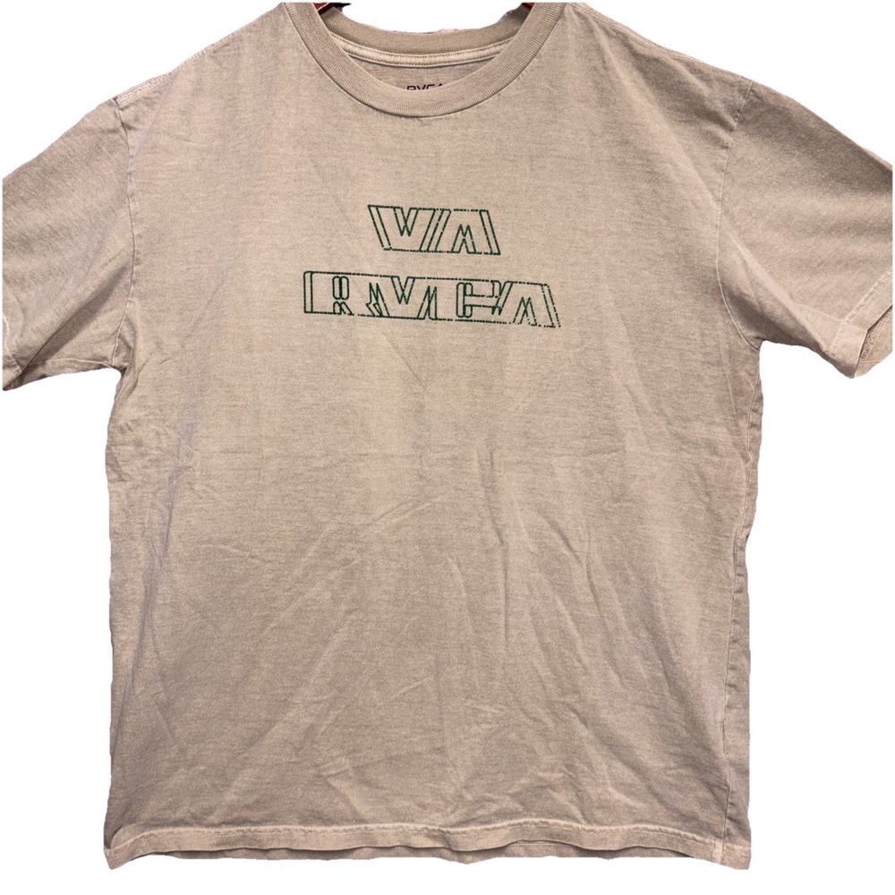 RVCA Day Shift Relaxed Fit T-shirt Size L Beige Casual Skater Surfer